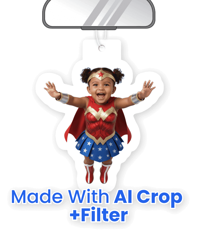 Wonder Woman girl custom air freshener made with AI Crop