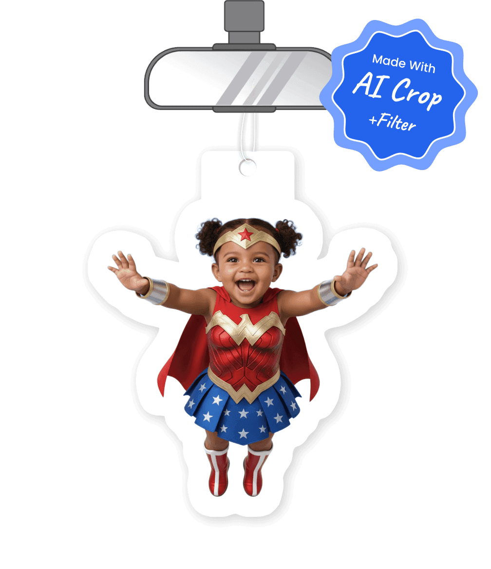 Wonder Woman girl custom air freshener made with AI Crop