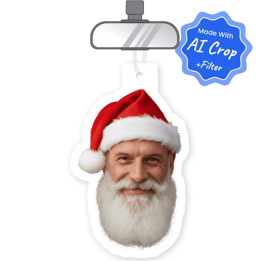 Santa Claus custom air freshener made with AI Crop