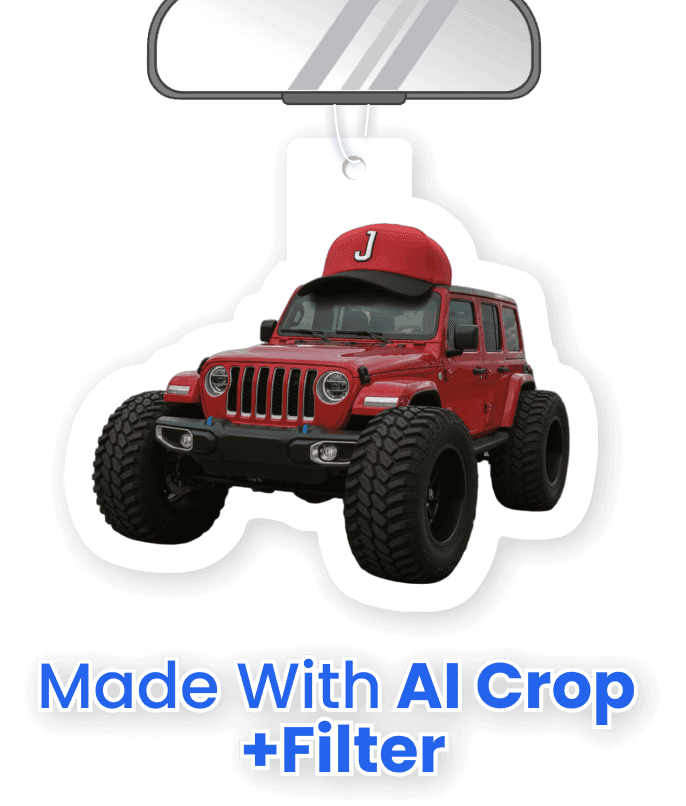 Monster truck custom shape air freshener made with AI Crop